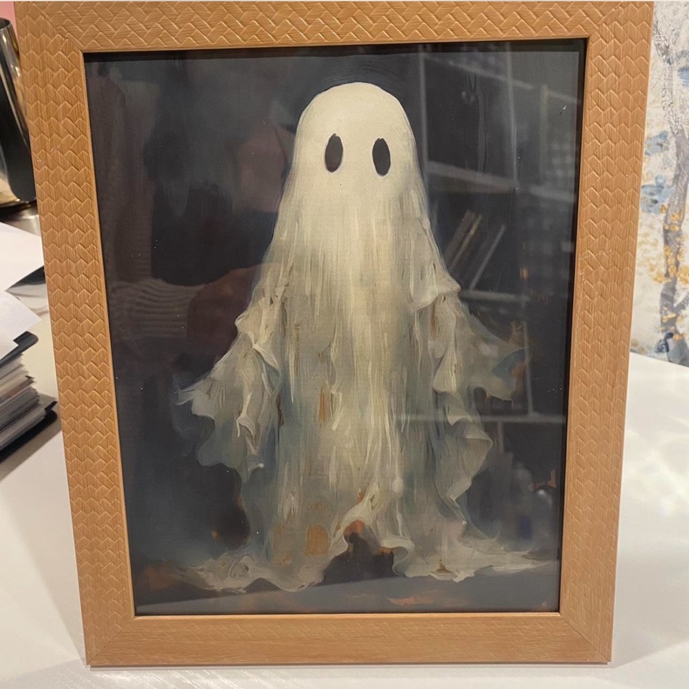 Ghost Art Print, Halloween Home Decor, Abstract Cute Ghost print, Vintage